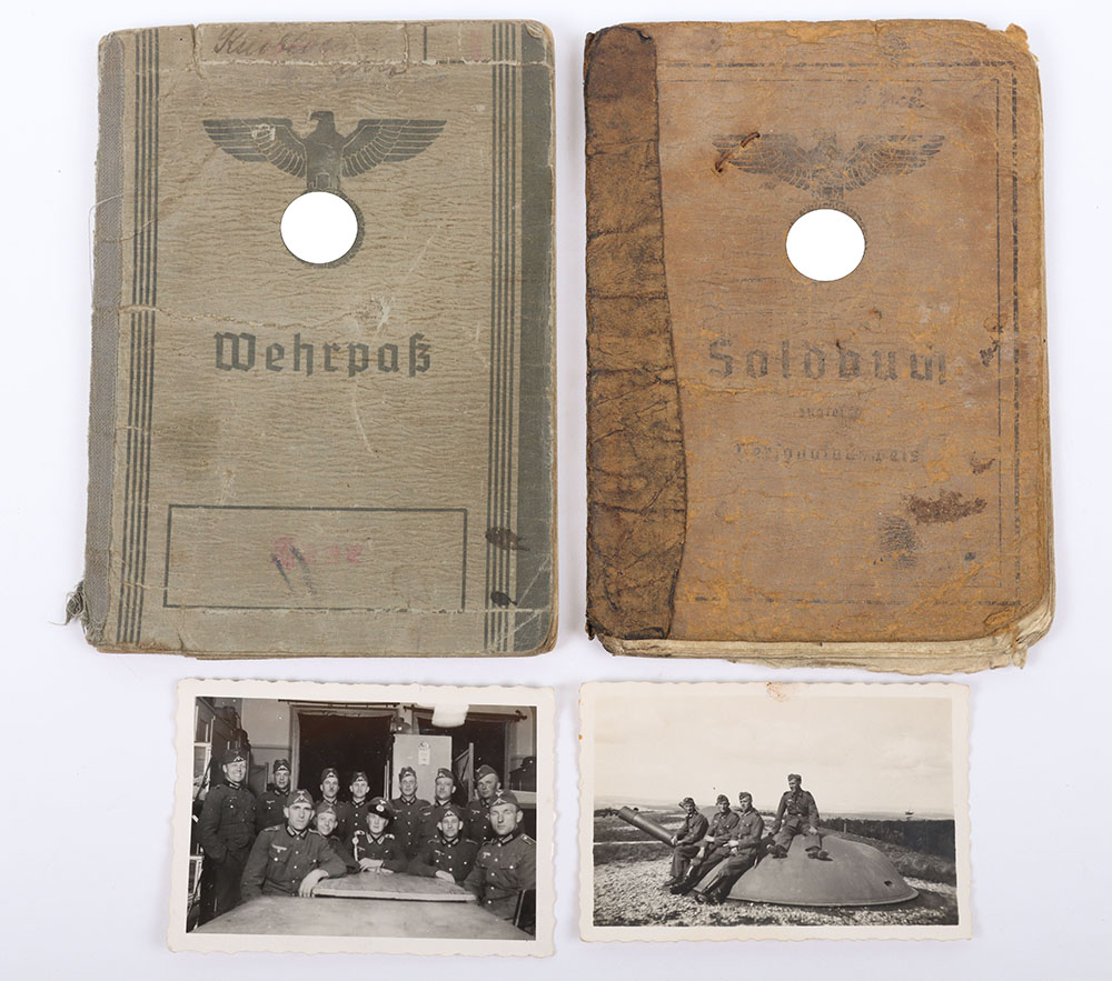 #1090 – WW2 German Wehrpass & Soldbuch Pair of Adolf Knobloch Landesschutzen Battalions