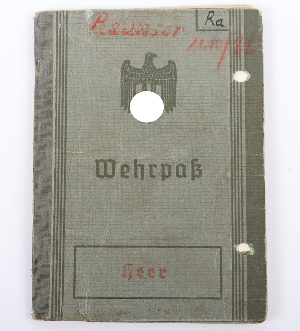 #1101 – WW2 German Army Wehrpass Issued to a Medic in Mountain Troop Regiment Serving in North Finland