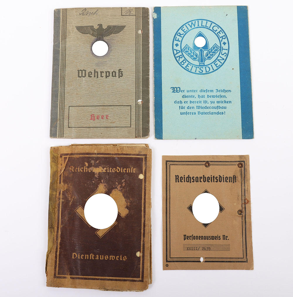 #1106 – WW2 German Army & RAD Labour Service Wehrpass and Document Grouping