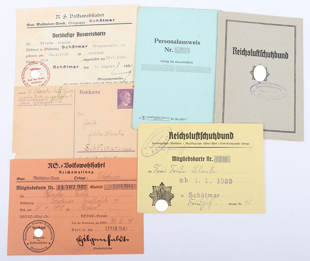 #1112 – Small Third Reich Document Grouping of Frieda Blanke