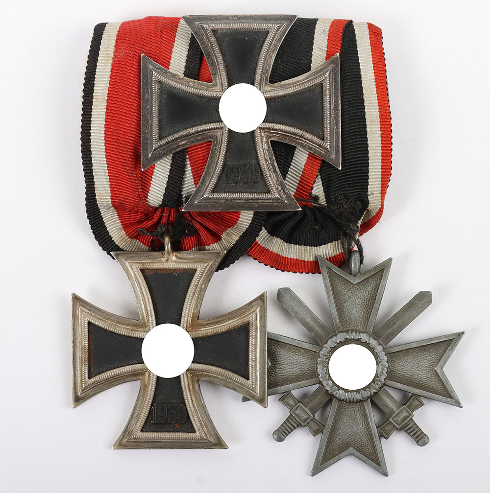 #1137 – WW2 German 1939 Iron Cross Award Grouping of Three Awarded to Unteroffizier Johann Tessner, Kampfgeschwader 6, Killed in Action 29th January 1944 When His Aircraft Crashed near Osnabruck