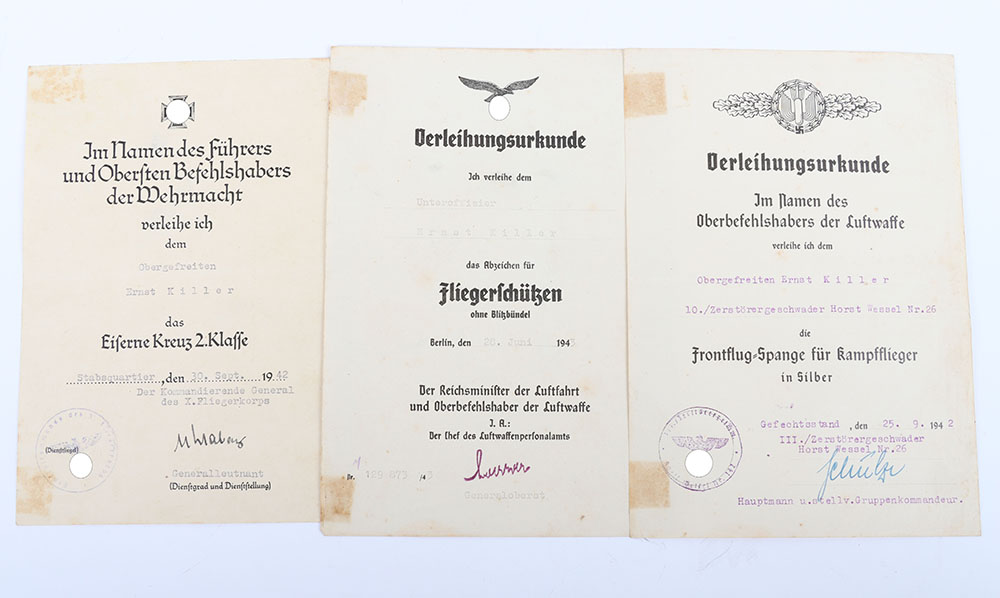 #1139 – WW2 German Luftwaffe Award Citation Grouping of Three