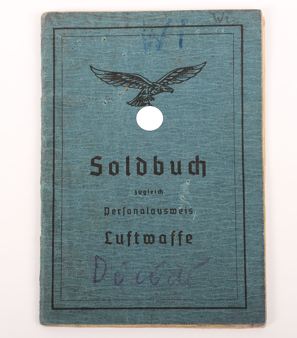 #1172 – WW2 German Luftwaffe Soldbuch Kampfgeschwader 40, Prisoner of War Casualty