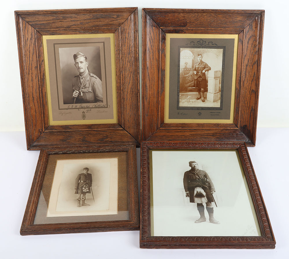 #1282 – Collection of WW1 Framed and Glazed Studio Portrait Photographs of Scottish Regiment Interest