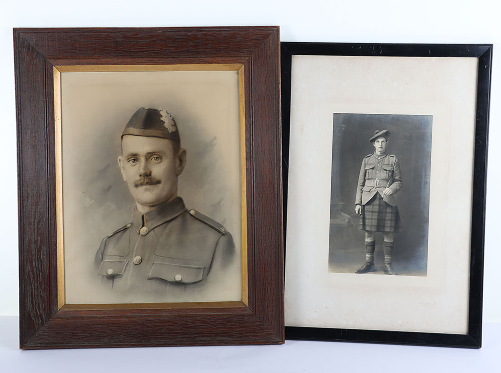 #1293 – Large Framed Studio Portrait of a WW1 Argyll & Sutherland Highlander Officer