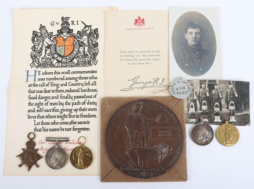 #13 – Great War Medal Groups to the Wallace Brothers from Dundee, One of Whom was Killed in Action in May 1915 Whilst Serving with the Royal Highlanders