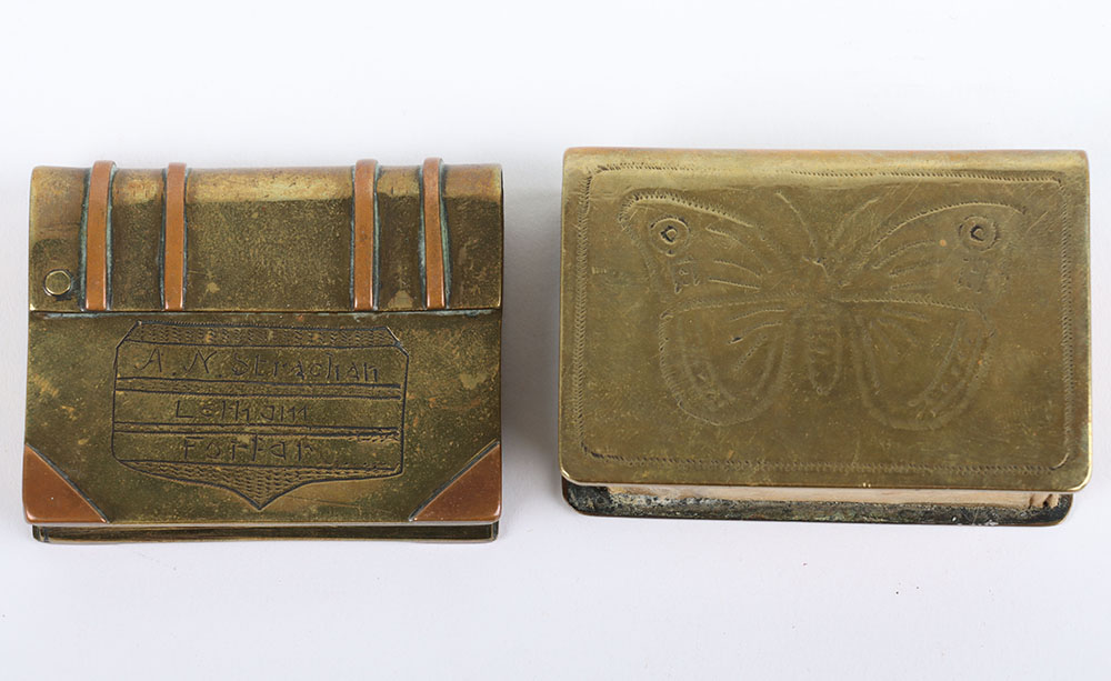 #1309 – WW1 Trench Art Lighter and Matchbox Cover