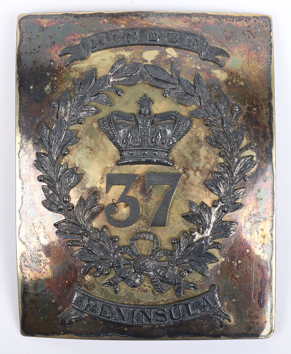 #133 – Hallmarked Silver 37th (North Hampshire) Regiment of Foot Officers Shoulder Belt Plate Post 1826