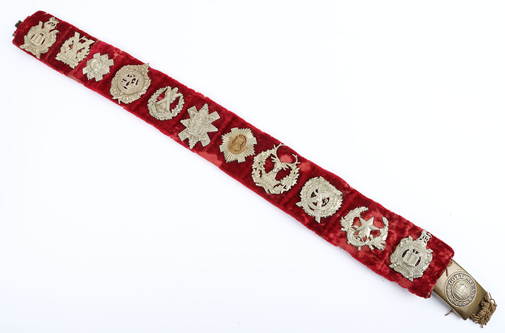 #1399 – WW1 German Prussian ‘Hate Belt’ Decorated with Scottish Badges