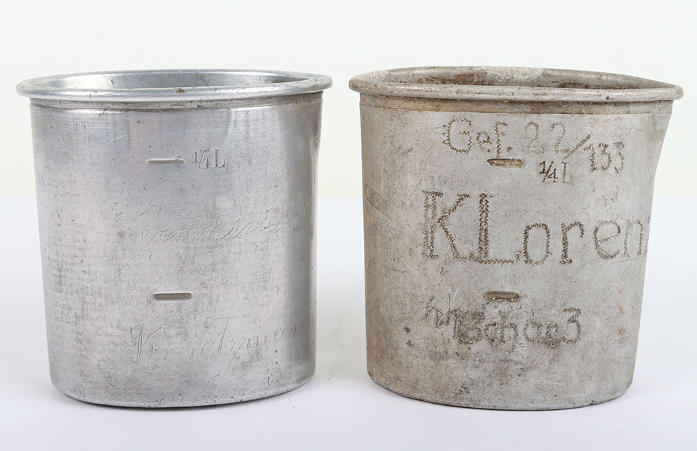 #1407 – 2x WW1 German Aluminium Drinking Cups