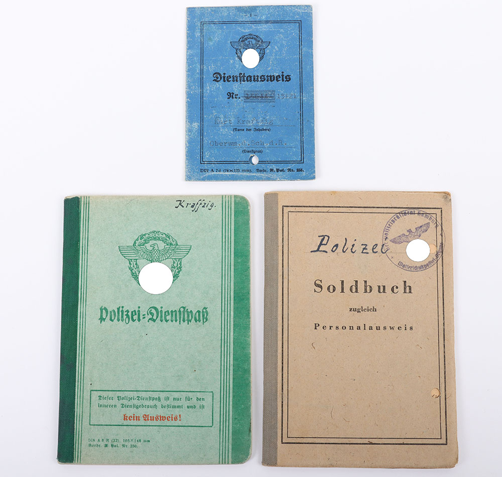 #1500 – WW2 German Hamburg Police Officers Soldbuch and Dienstbuch Grouping