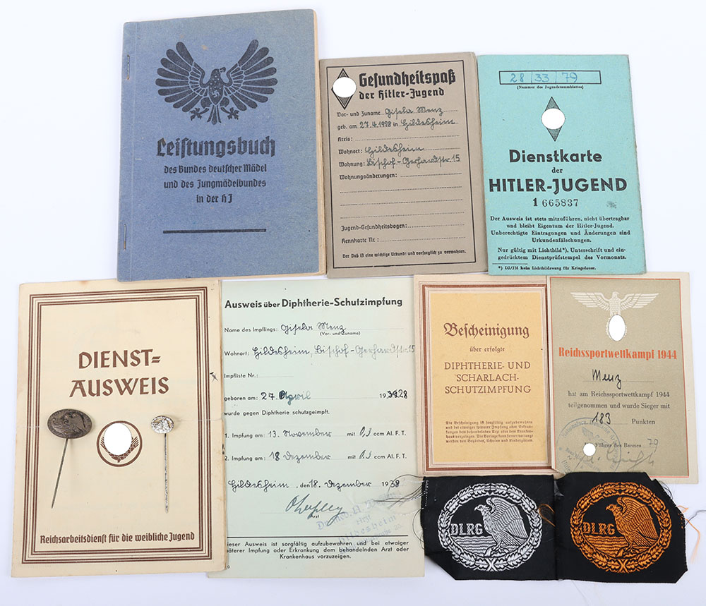 #1504 – Third Reich Hitler Youth Bund Deutscher Madel (B.D.M) Paperwork Grouping