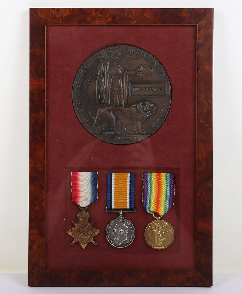 #16 – Framed Great War Casualty 1914-15 Star Trio and Memorial Plaque to a Southport Tram Worker Serving in The Queens (Royal West Surrey Regiment)