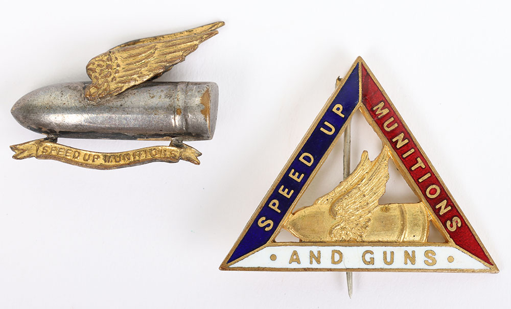 #163 – WW1 Speed Up Munitions Enamel Lapel Badge