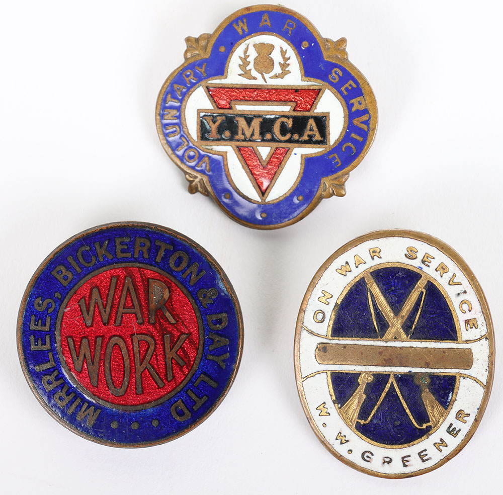 #165 – 3x WW1 Period War Service Enamel Badges