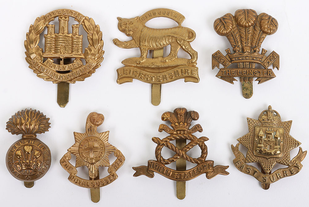 #177 – 7x WW1 All Brass War Economy Cap Badges