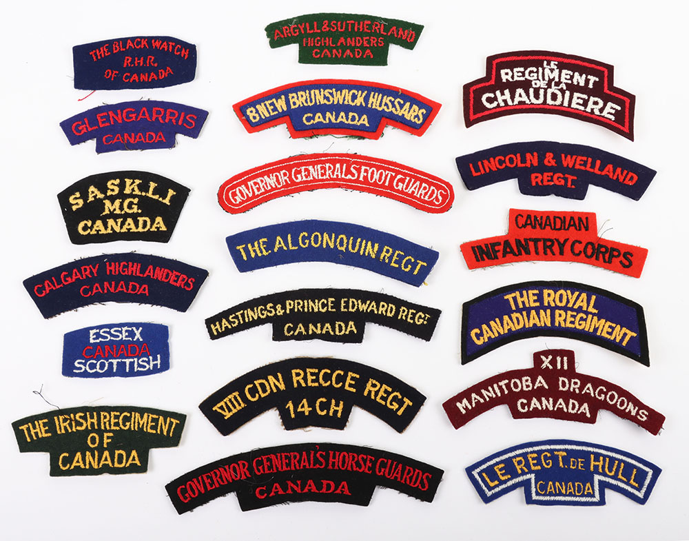 #200 – Grouping of Canadian Cloth Regimental Shoulder Titles