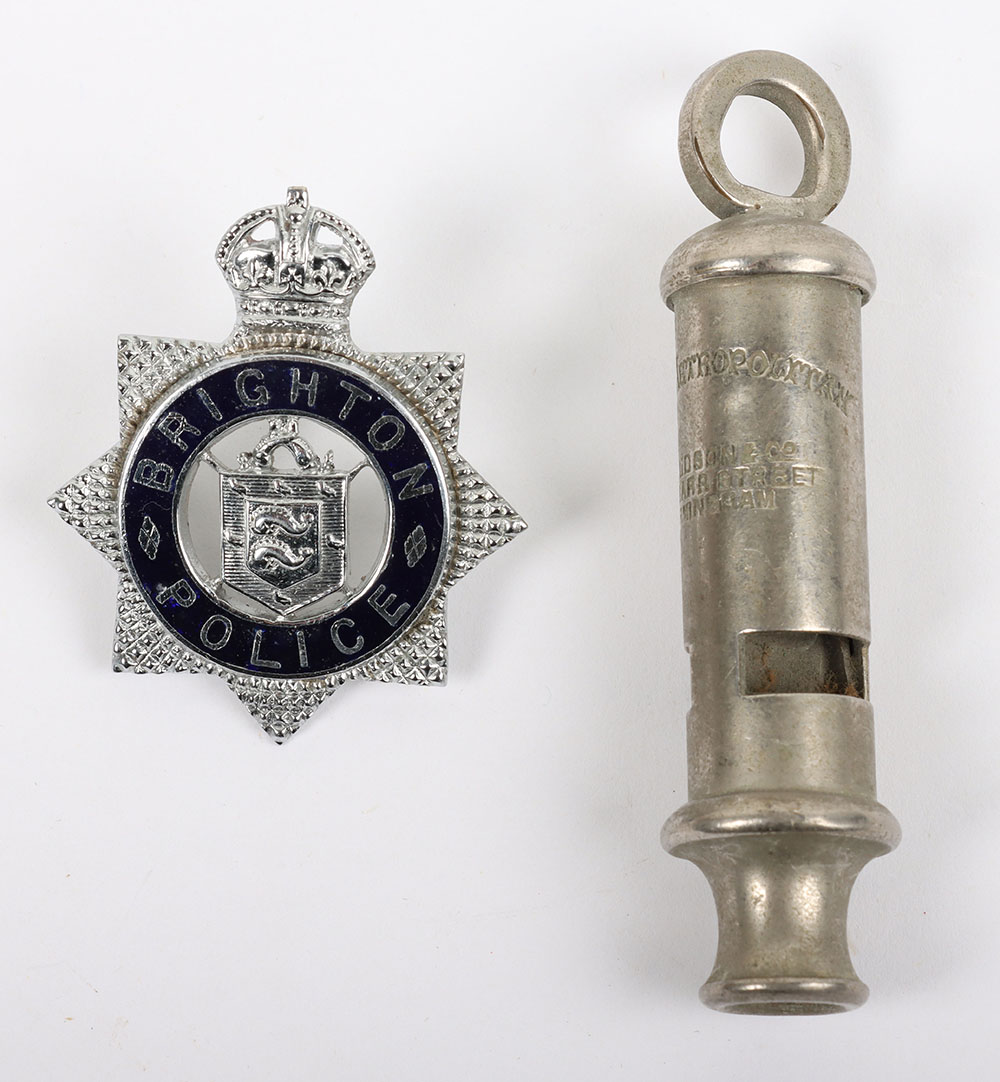 #308 – Brighton Police Senior Officers Cap Badge Kings Crownpre 1952