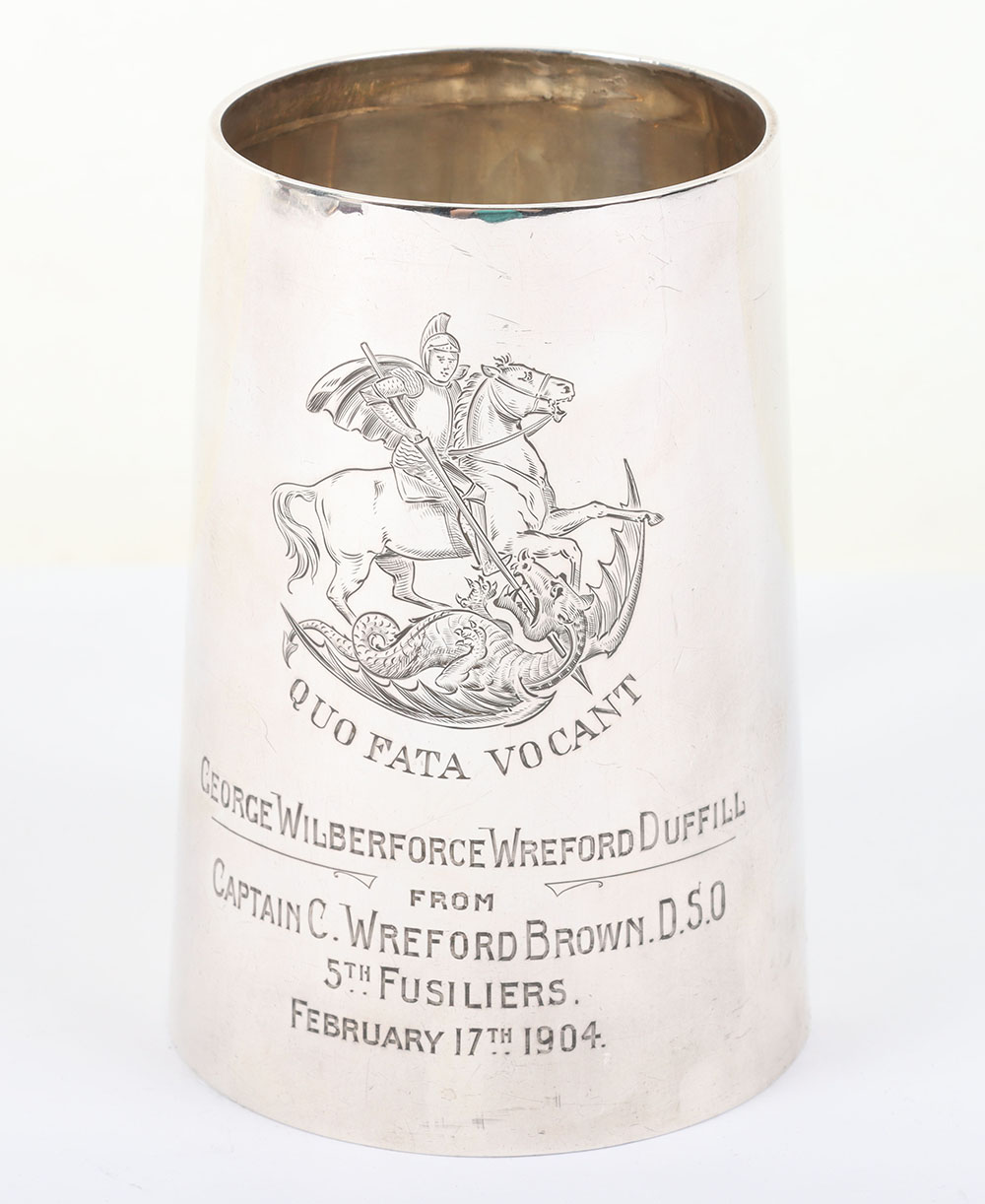 #358 – Hallmarked Silver Presentation Tankard of Northumberland Fusiliers Interest