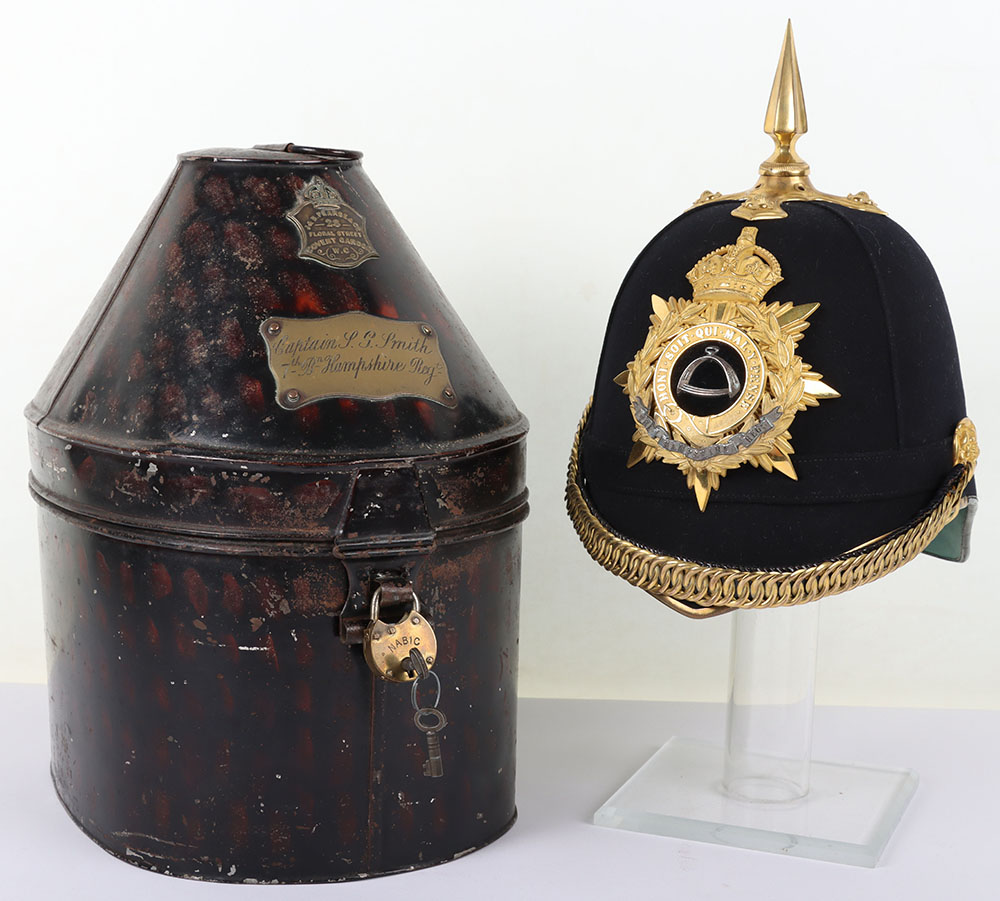 #395 – Post 1902 Officers Home Service Helmet of Lieutenant Colonel Sidney George Smith 7th Battalion Hampshire Regiment