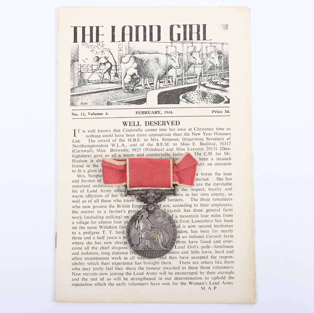 #43 – A Very Unusual Second World War Civilian British Empire Medal to a Member of the Women’s Land Army