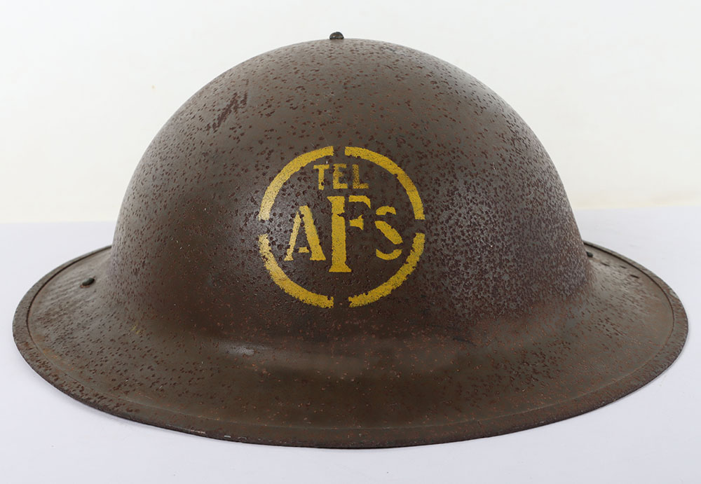 #431 – Scarce WW2 British Home Front Telephone Operator Auxiliary Fire Service Steel Helmet