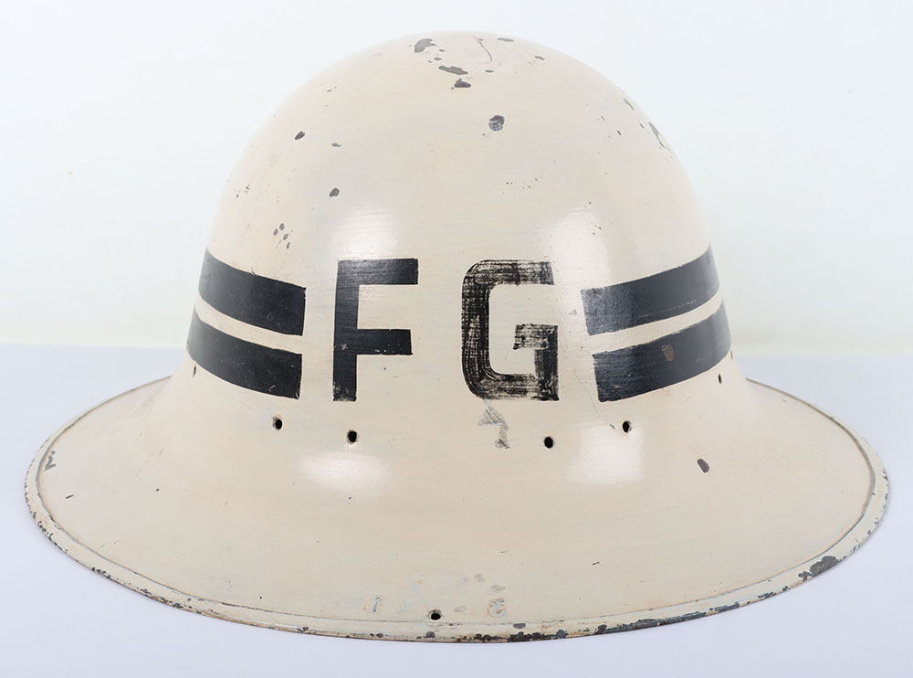 #437 – WW2 British Home Front Fire Guard Sector Captain Steel Helmet Shell