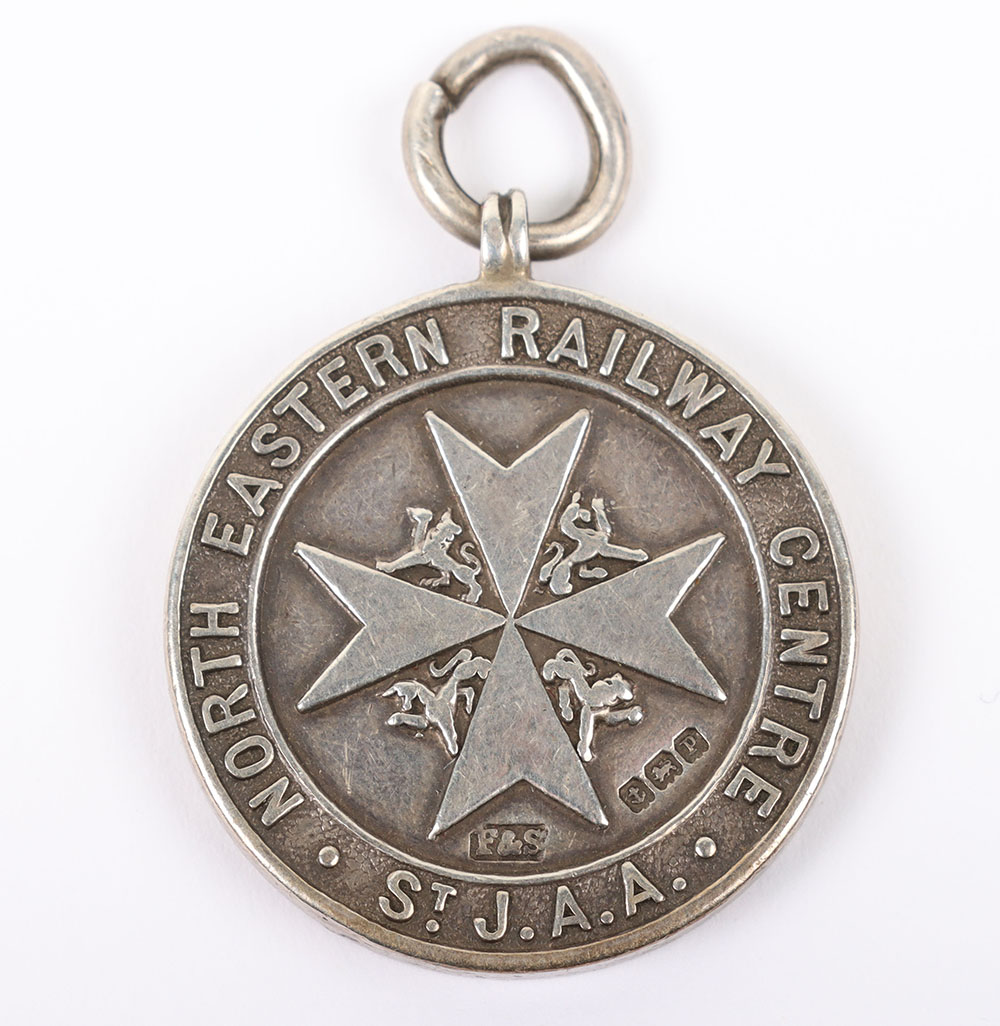 #56 – A Rare North Eastern Railway Centre St Johns Ambulance Association Hallmarked Silver Medallion in Recognition of First Aid Services Rendered During the Bombardment of the Hartlepools, 16th December 1914,