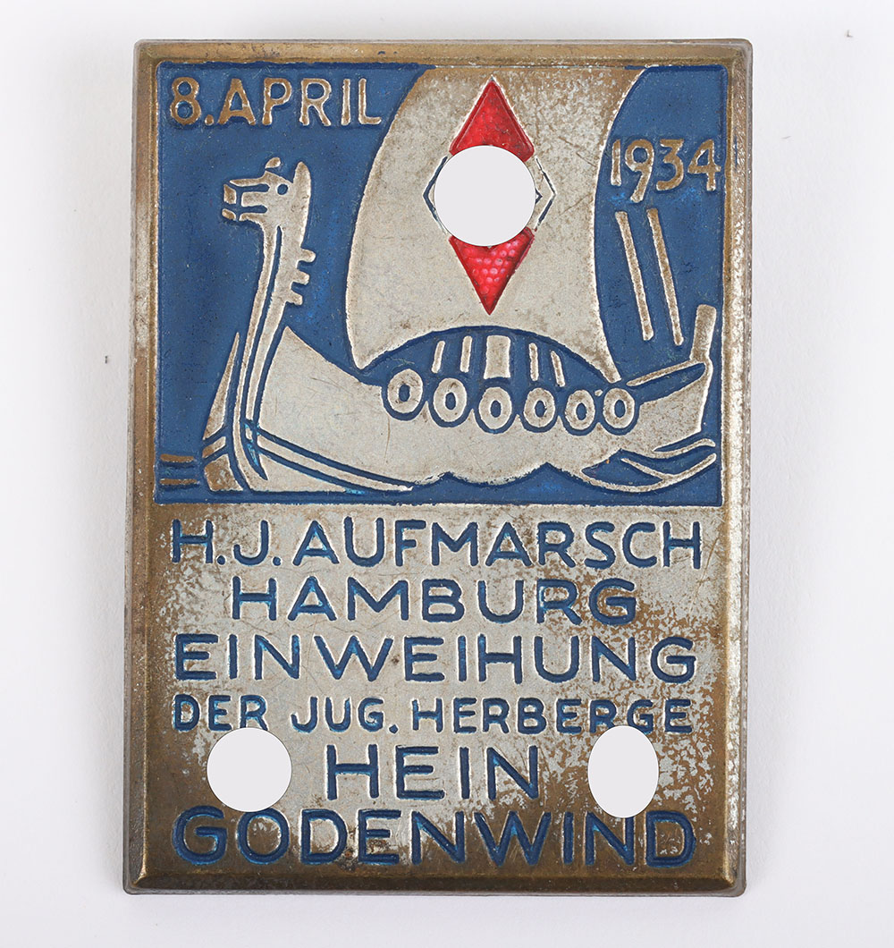 #869 – Third Reich Hitler Youth Aufmarsch Hamburg 1934 Rally Badge