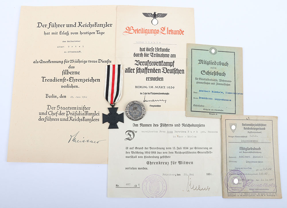 #945 – Third Reich 25 Years Faithful Service Decoration Citation Awarded to Albert Ortel