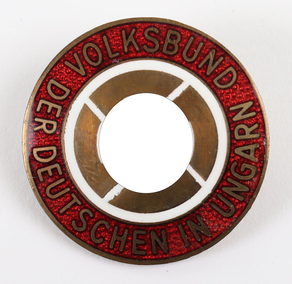 #949 – Scarce Third Reich Peoples League of German Hungarians Enamel Party Badge