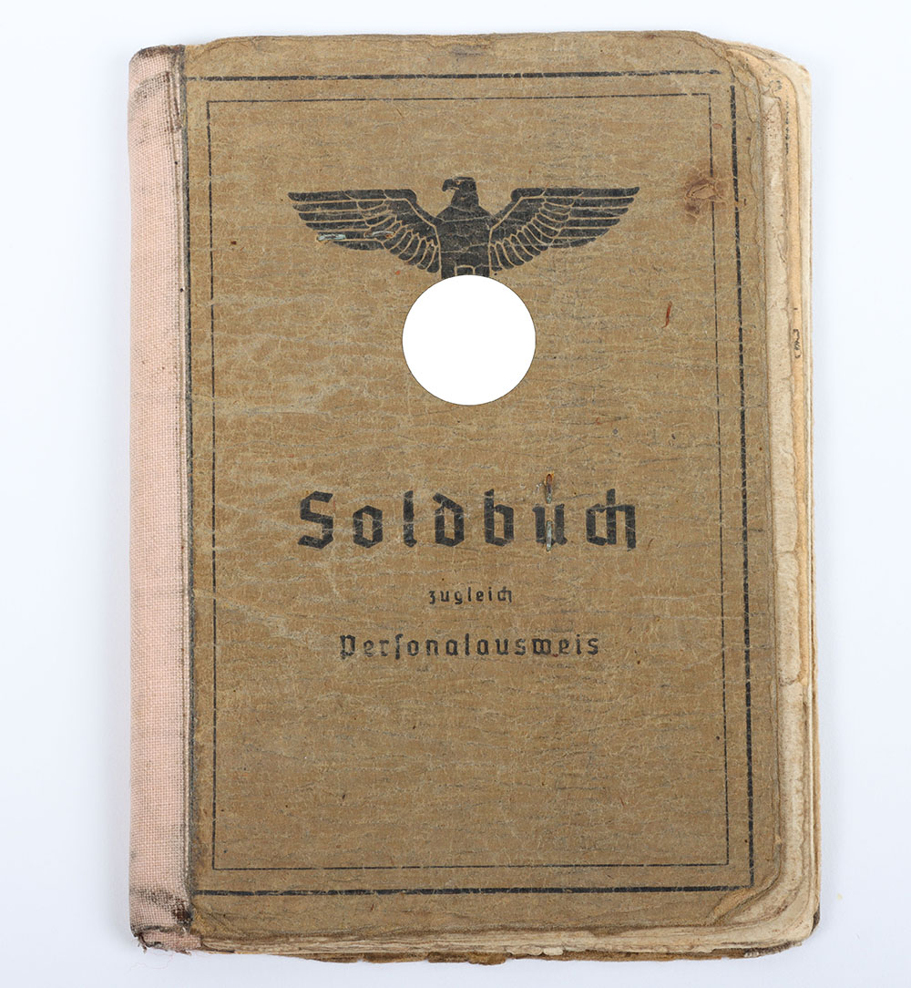 #1100 – WW2 German Army Kuban Shield Holder’s Soldbuch, Pioneer Ersatz Kompanie 69 and Later Served with Medical Company