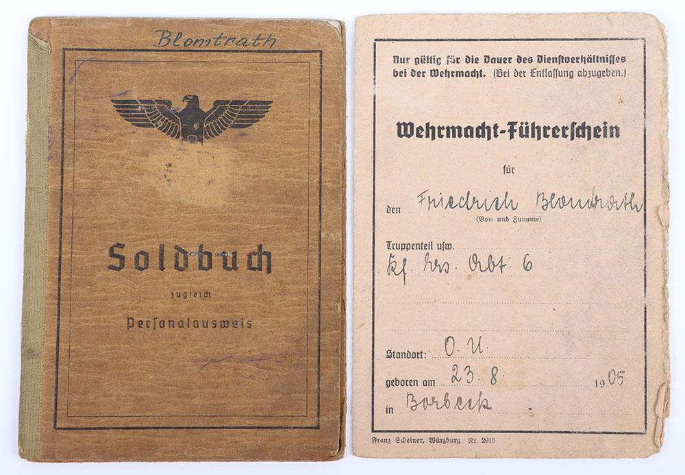 #1106 – WW2 German Army Soldbuch to Army Driver