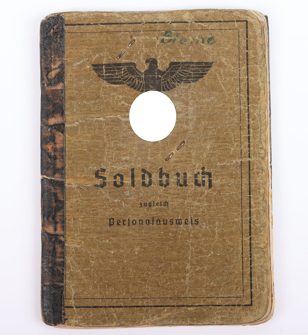 #1107 – WW2 German Army Issue Soldbuch to a Luftwaffe Airfield Construction and Flak Artillery Member,