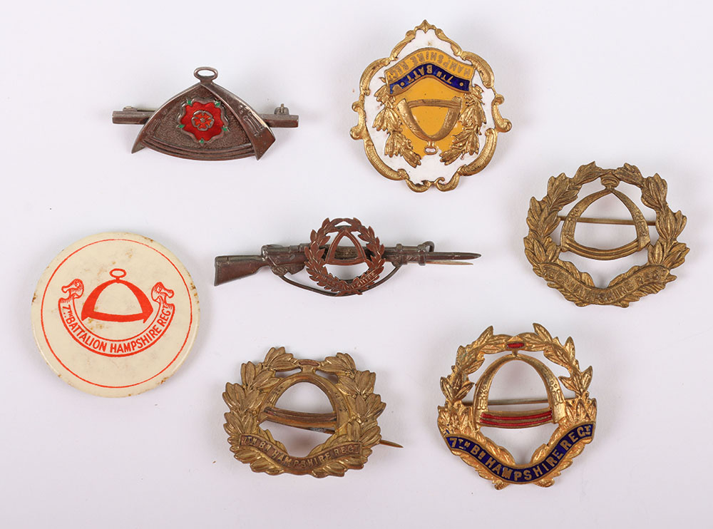 #173 – Grouping of 7th Territorial Battalion The Hampshire Regiment Sweetheart Brooches