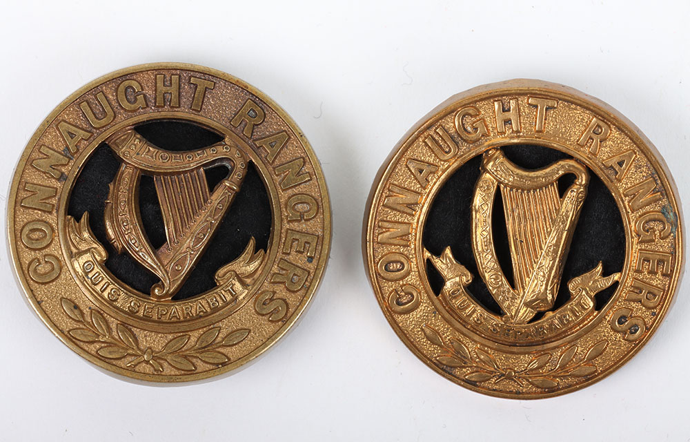 #227 – 2x Variation of Irish Connaught Rangers Other Ranks Helmet Plate Centres