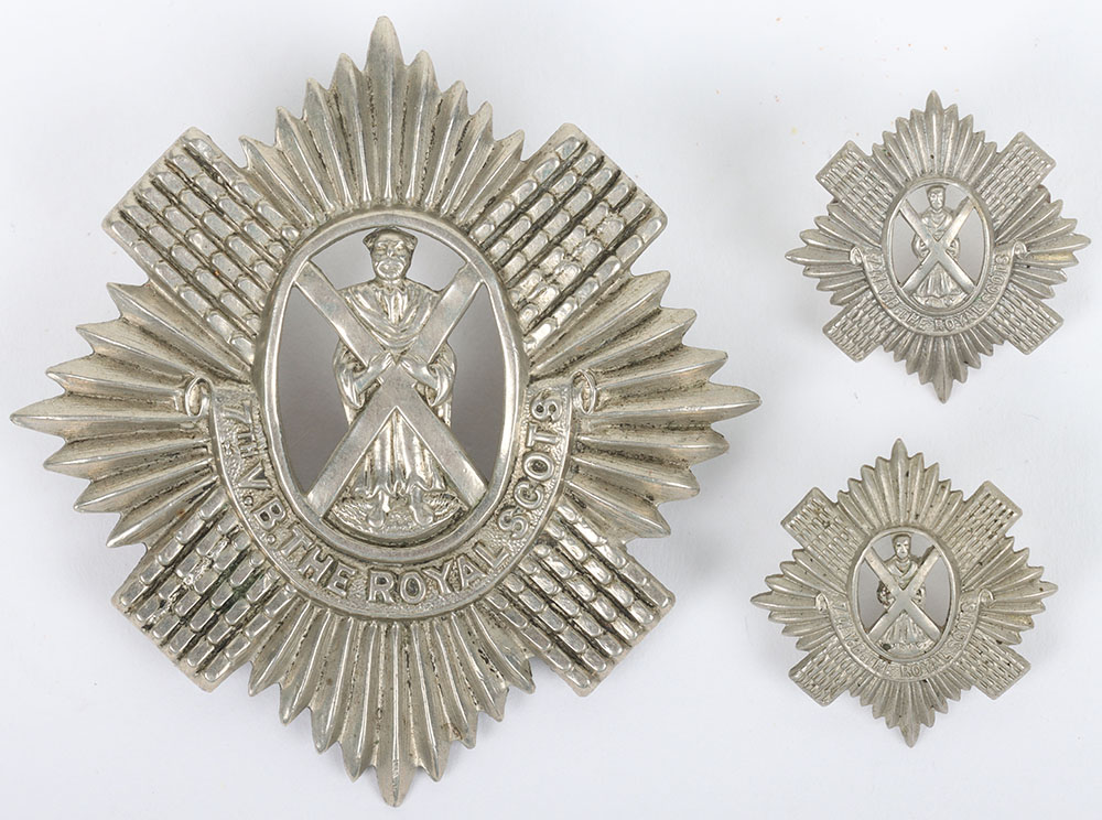 #259 – Scarce 7th Volunteer Battalion The Royal Scots Glengarry Badge and Collar Badges