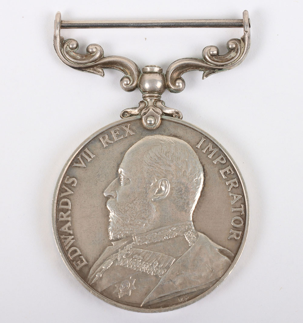 #34 – Edward VII Army Long Service and Good Conduct Medal to a Drummer in the Devon Regiment