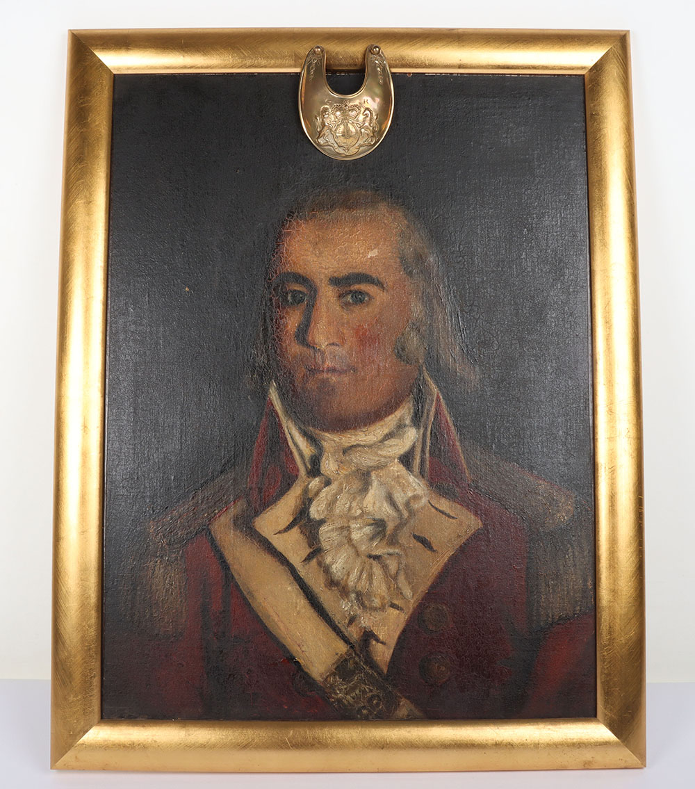 #422 – Framed Oil on Canvas Portrait of a Georgian Officer