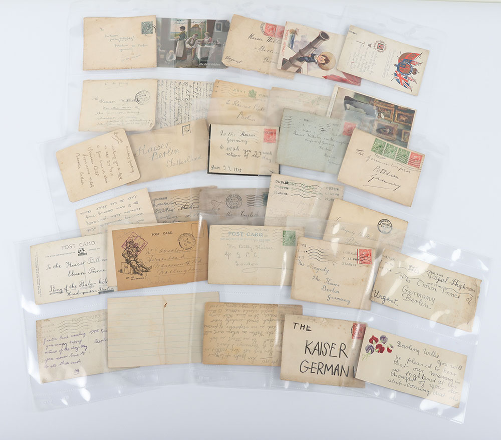 #437 – An Interesting Grouping of Postcards and Letters Sent to Kaiser Wilhelm II by British Nationals During WW1