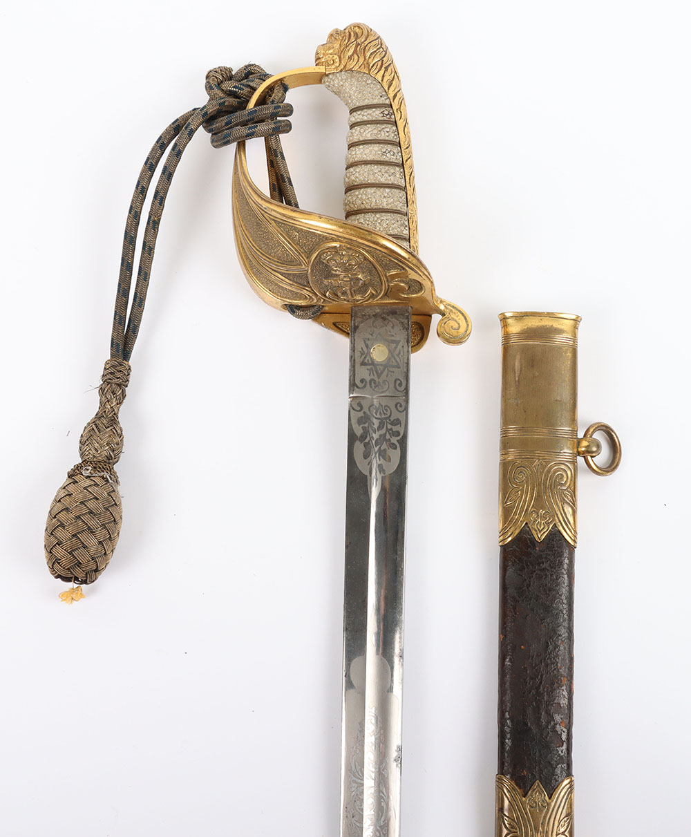 #522 – British Victorian Naval Officers’ Sword by GILLOTT & HASELL, NEW BURLINGTON STREET, LONDON