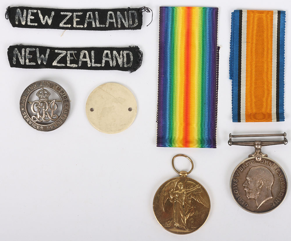 #57 – Great War New Zealand Medal and Silver War Badge Group