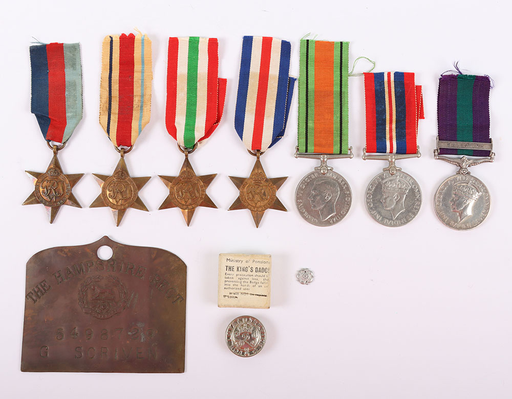 #69 – Hampshire Regiment Medal Group of 7 for the Palestinian Revolt and Second World War