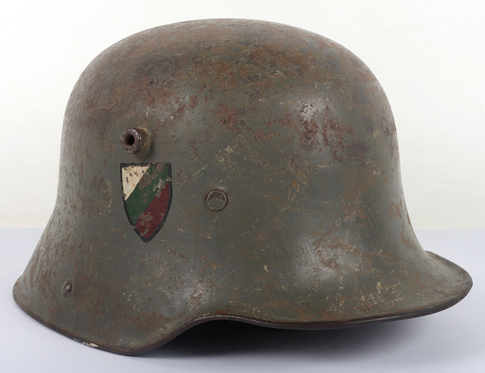 #809 – WW1 German M-16 Steel Combat Helmet Issued to Bulgarian Troops