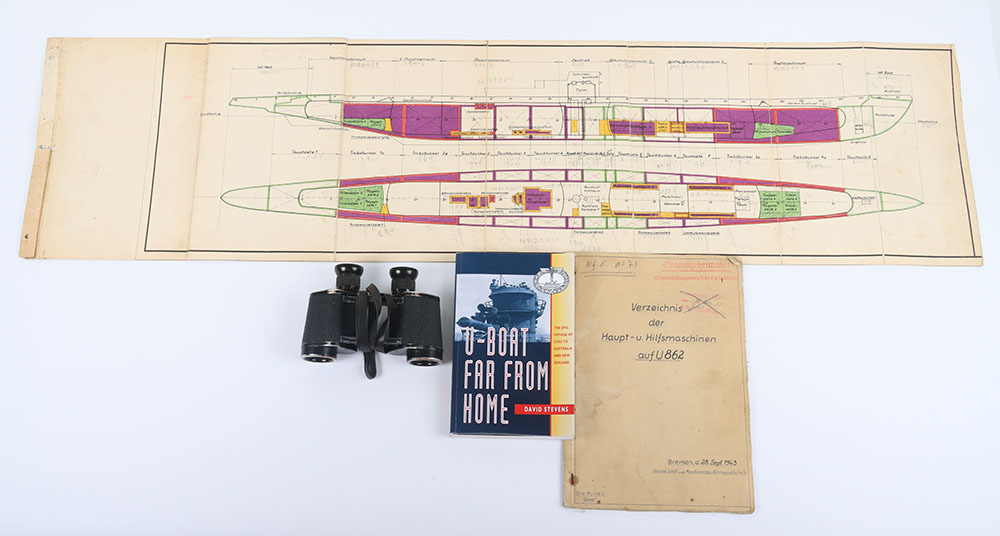 #811 – Historically Interesting German U-Boat, U 862 Technical Specification Plans with Notes from Japanese Crewmembers After the Boat Was Taken into Possession by the Japanese After the German Surrender in 1945