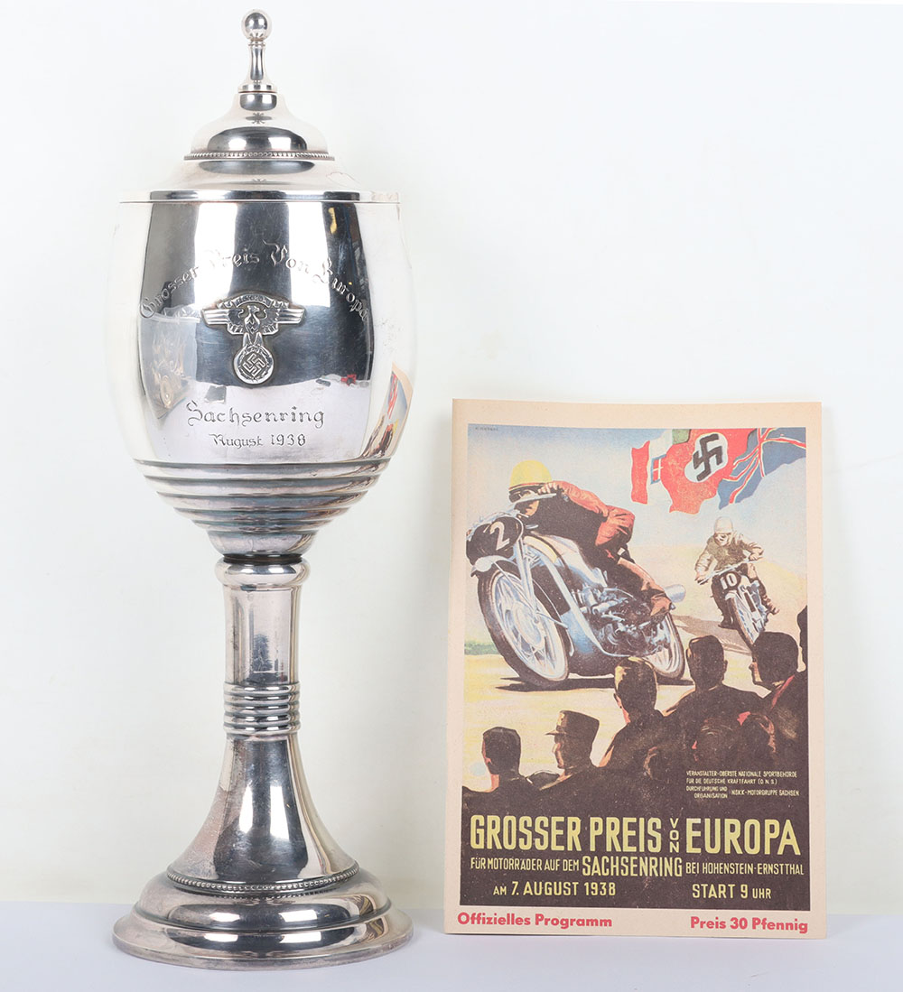 #820 – Third Reich NSKK Motorcycle Competition Trophy ‘Grosser Preis Von Europa – Sachsenring August 1938’ with Event Programme