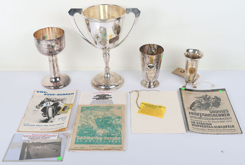 #821 – Grouping of Pre and Post Third Reich Period Motorcycle Racing Trophies and Ephemera