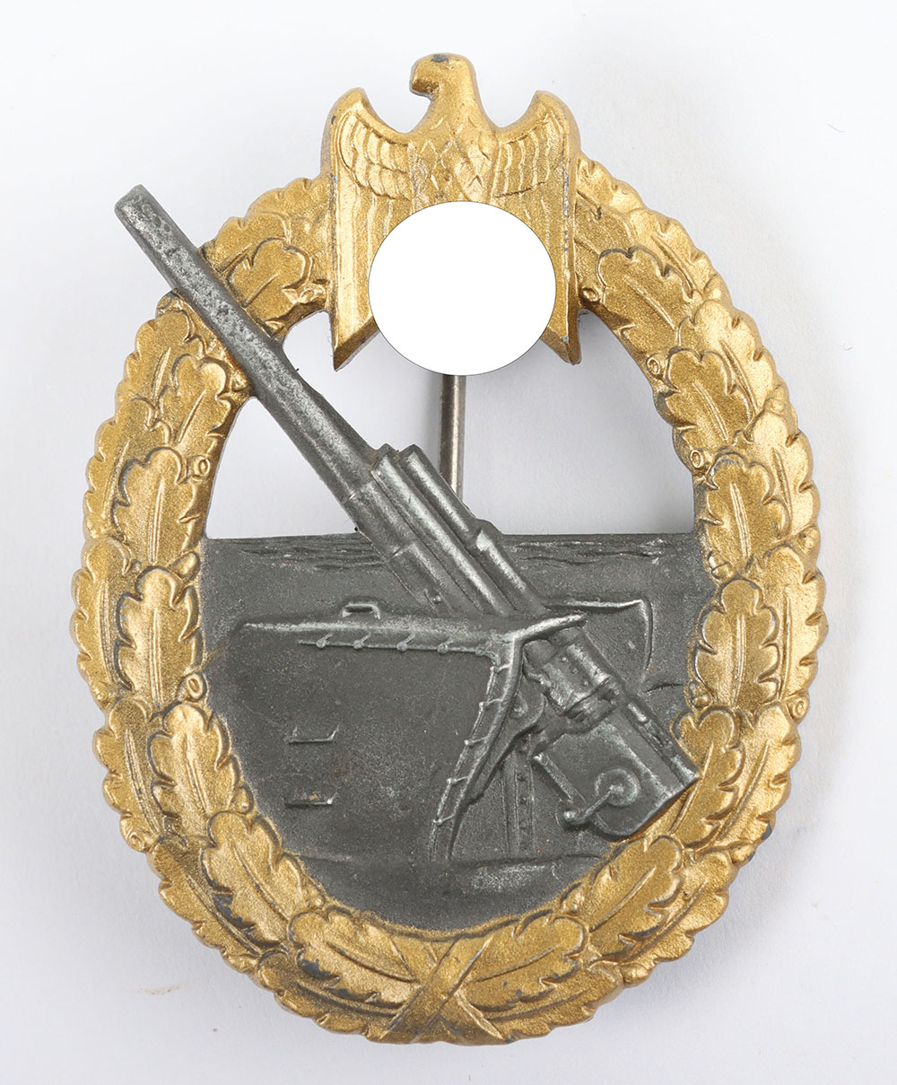 #958 – WW2 German Kriegsmarine Coastal Artillery War Badge by Friedrich Linden Lüdenscheid