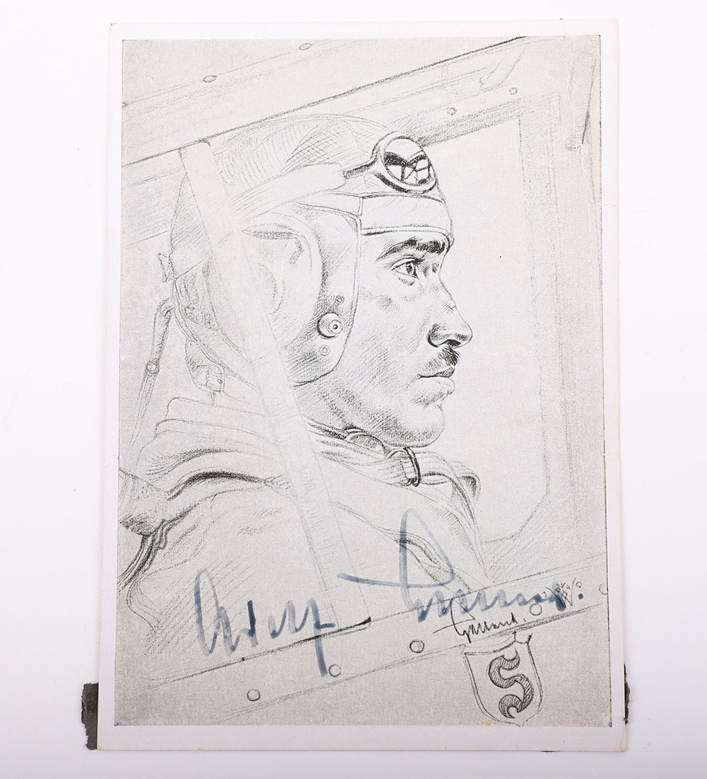 #112 – GERMAN WWII LUFTWAFFE AUTOGRHAPHED POSTCARD OF ACE ADOLPH GALAND