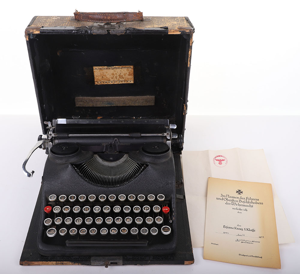 #126 – GERMAN WWII TYPWRITER HAVING SS KEY, W/ CASE